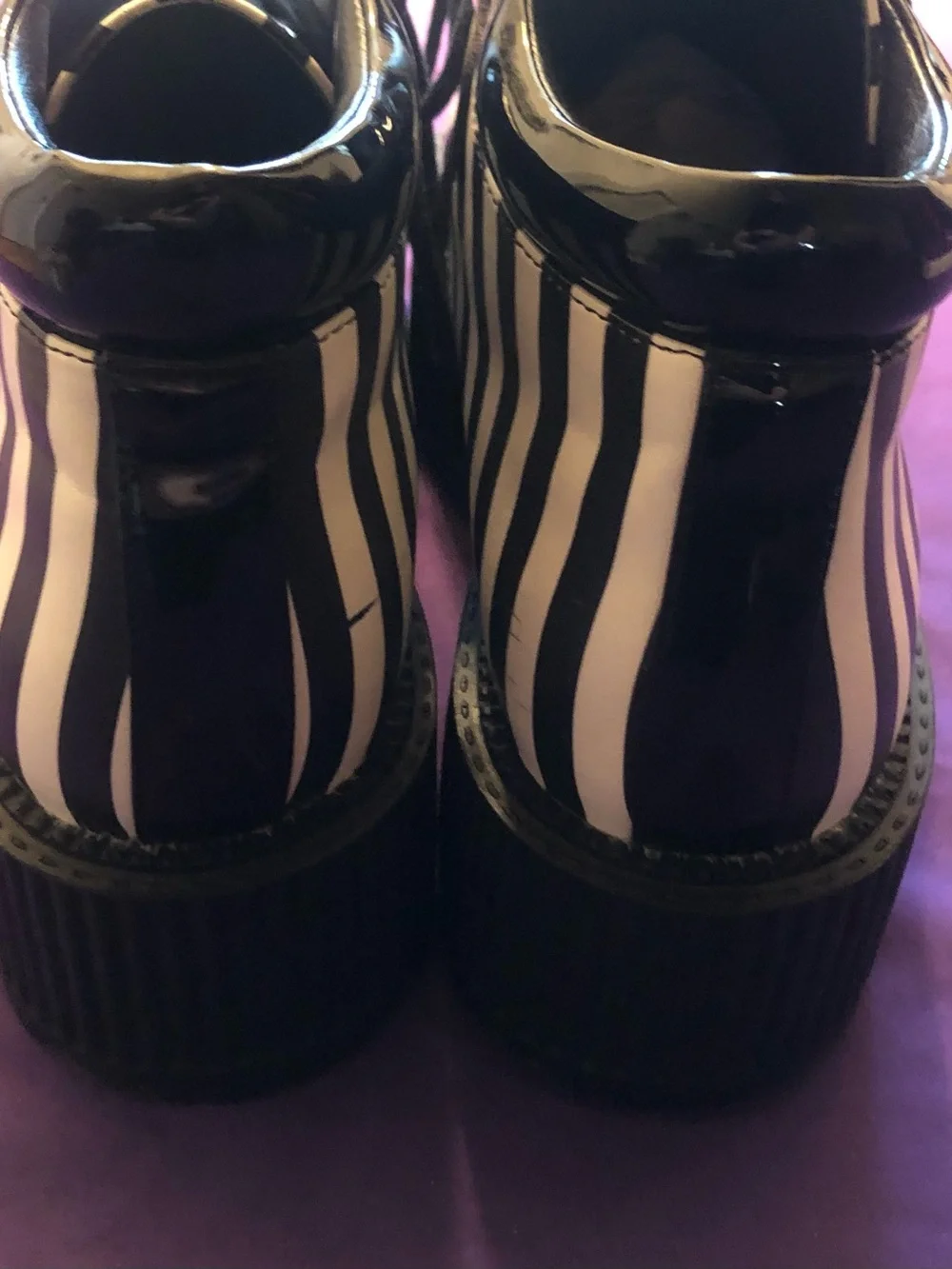 Stranger Cvlt Super Kreep Hi Black+White Striped Creeper Women’s 9 EUC